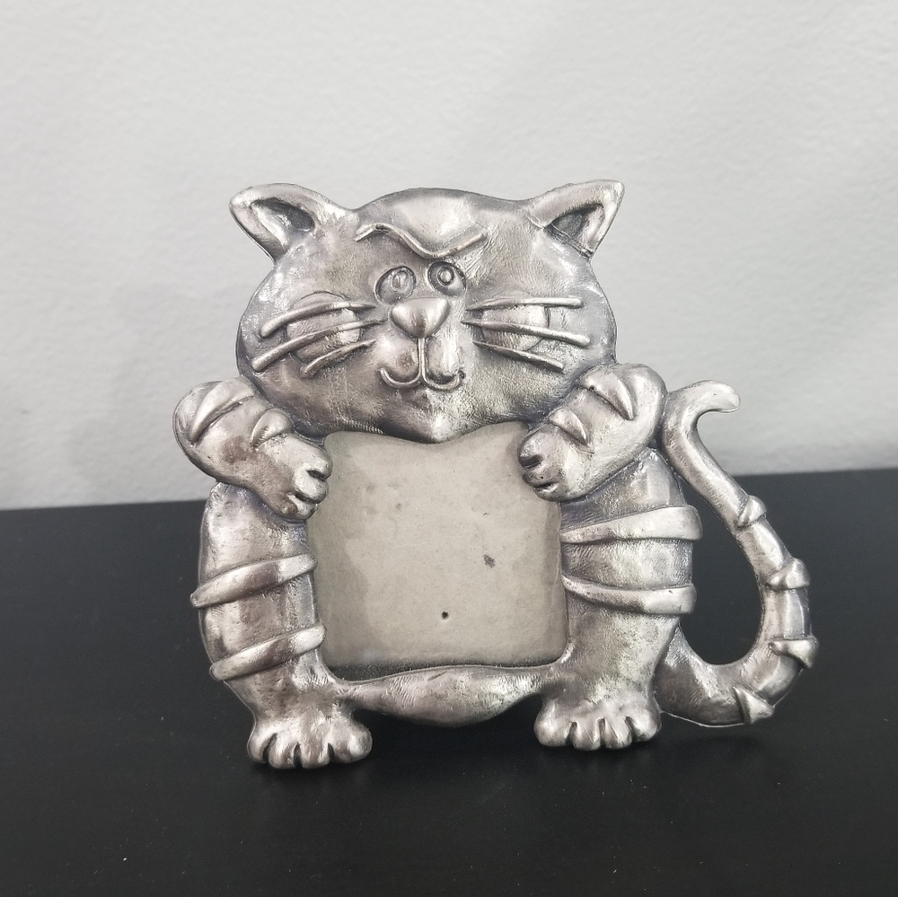 Pewter Mini Cat Frame Silver 1996 Vintage